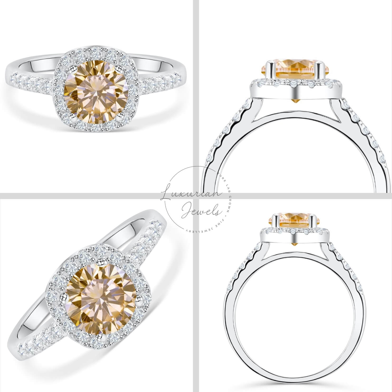 Round Halo Moissanite Engagement Ring For Wife