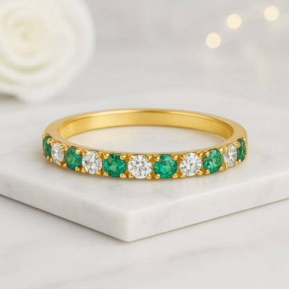 Round Lab Diamond Band Full Eternity Stackable Rings Moissanite Diamond Wedding Rings