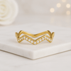 14k Solid Gold Round Cut Zig Zag Ring
