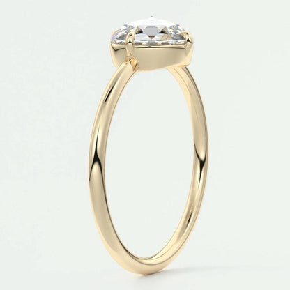 Round Rose Cut Colorless Moissanite Ring