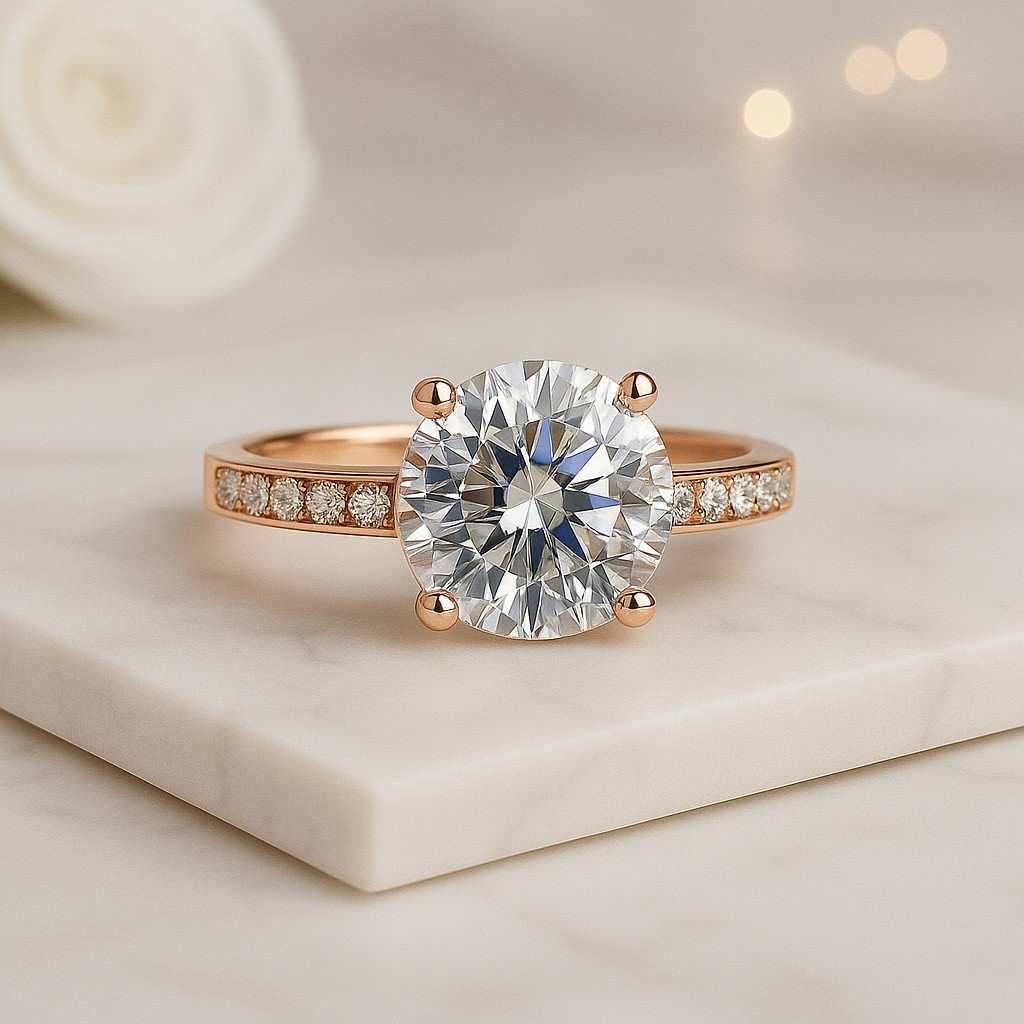 Round Solitaire Diamond Ring IGI Certified 4 Prong Solitaire Lab Grown Diamond Ring  Gold Promise Ring