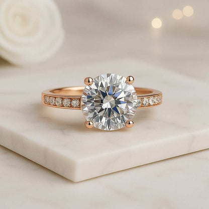 Round Solitaire Diamond Ring IGI Certified 4 Prong Solitaire Lab Grown Diamond Ring  Gold Promise Ring