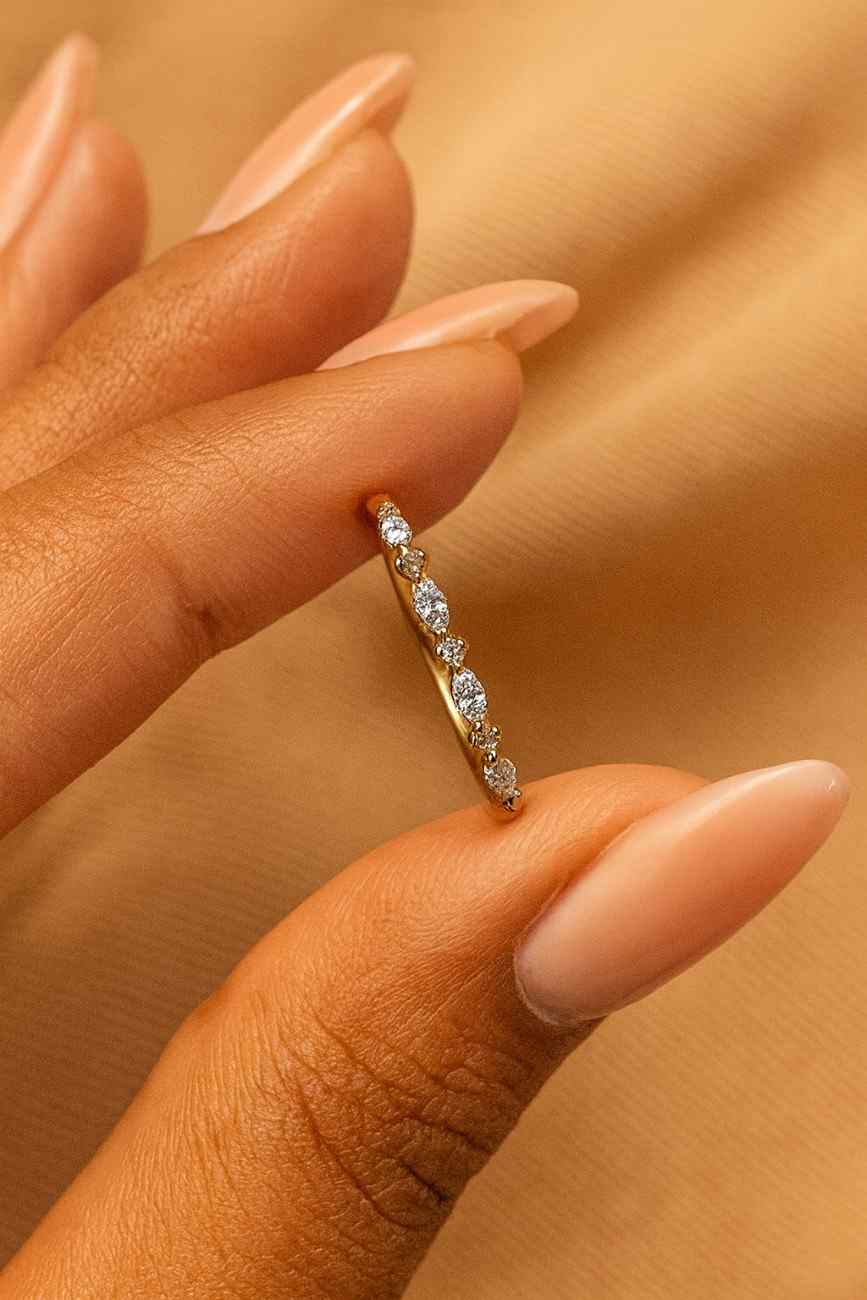 Round Stackable Ring for Engagement Ring Real Lab Grown Diamond Round Half Eternity Diamond Ring