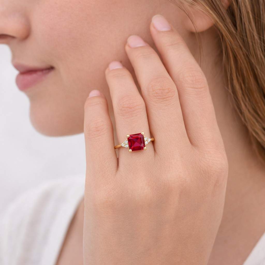 Ruby Engagement Ring - Leaf Branch Wedding Ring - Diamond Promise Ring by ManhattanBox
