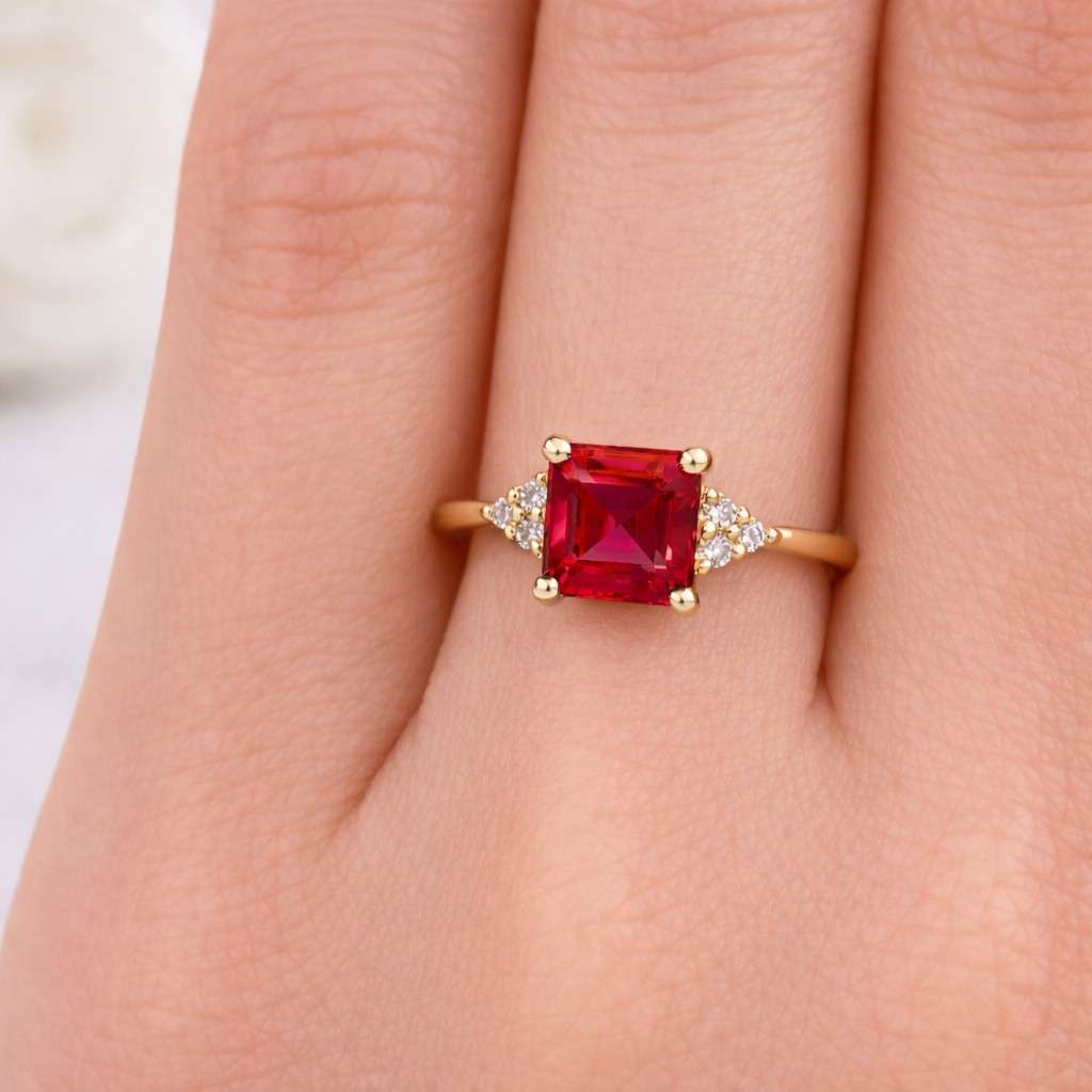 Ruby Wedding Band, Solid Gold Ruby Ring, Womens Pave Ruby Band, 14k Gold Marriage Ring, Ruby Stacking Wedding Ring, Ruby Jewelry Ring
