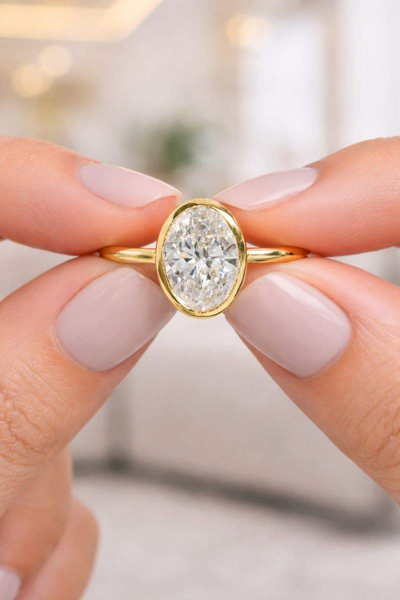 Simple Bezel Set Bridal Ring
