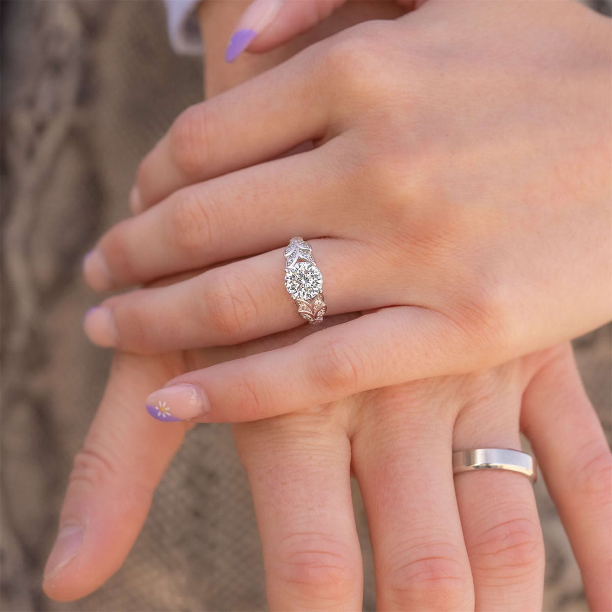 Simple Solitaire Ring Anniversary Ring for Her
