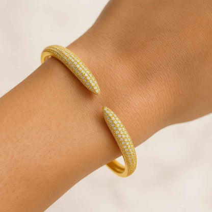 Single Row Pave Setting Bangle For Women 925 Sterling Silver