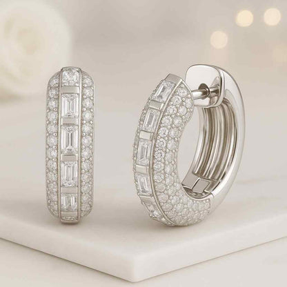 Small Labgrown Diamond Huggie Hoops Gold Earrings Wedding Earrings, Bridal Earrings