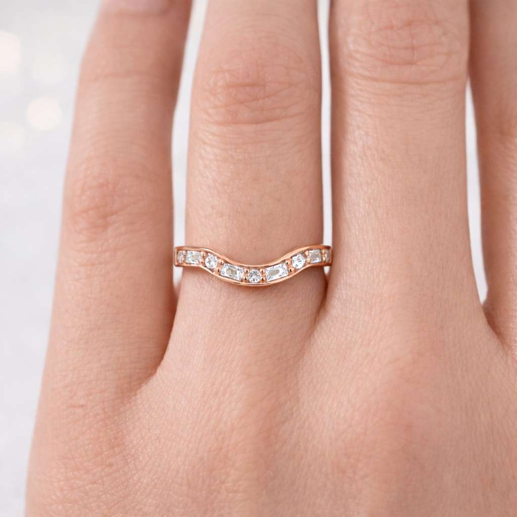 solid 10k gold ring minimalist contour women simple wedding ring