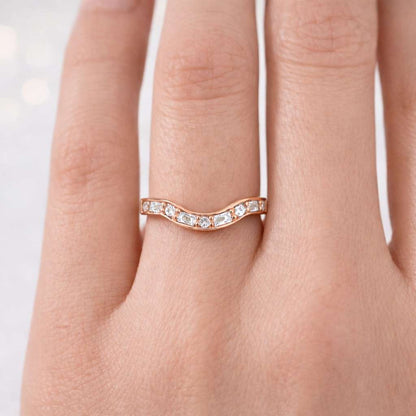 Solid 10K Gold Ring Minimalist Contour Women Simple Wedding Ring