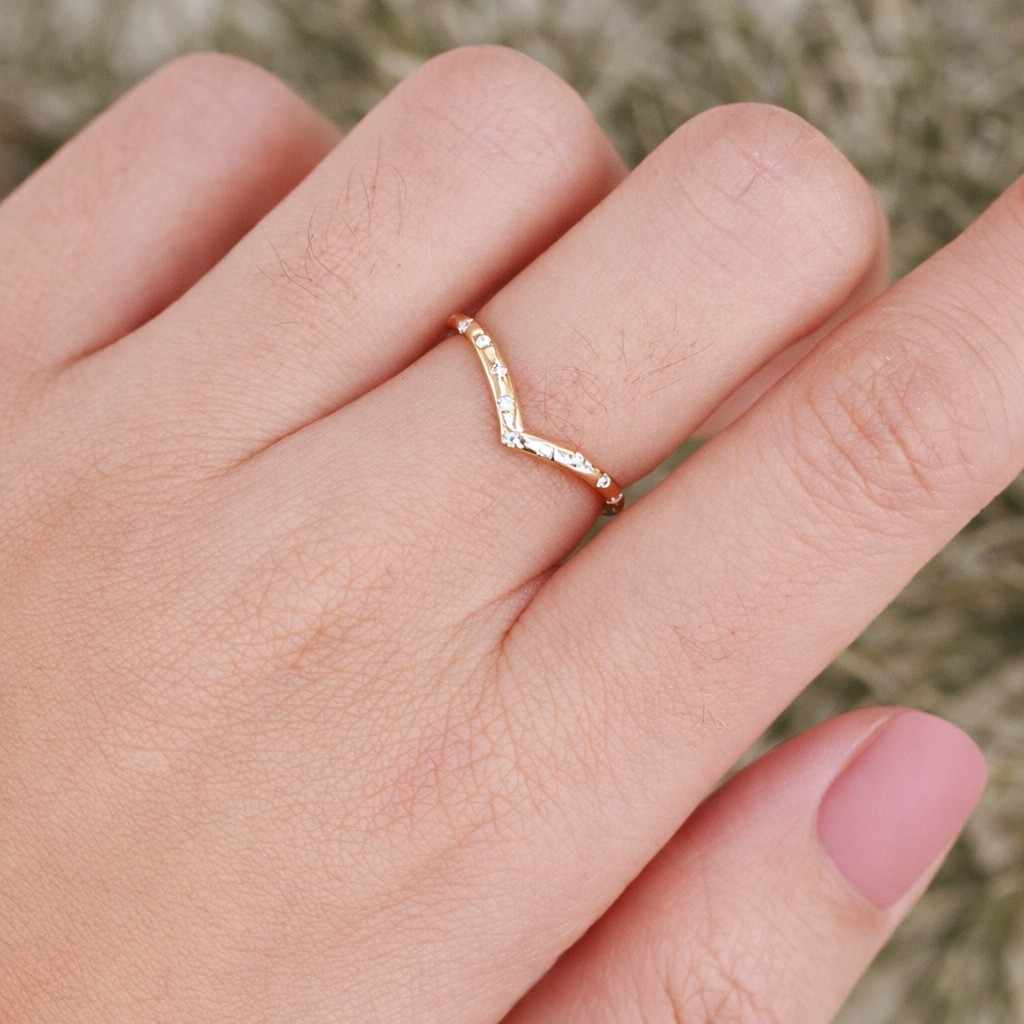  solid 14k gold curved ring