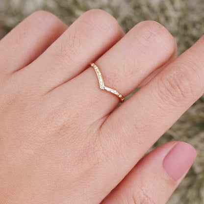  Solid 14K Gold Curved Ring