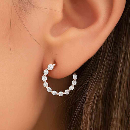 Solid Gold Huggie Hoops 0.50 Ct Lab Grown Diamond Inside Out Pave  Diamond Hoop Earrings Dainty Minimalist Everyday Gift for Her (EF-VS)
