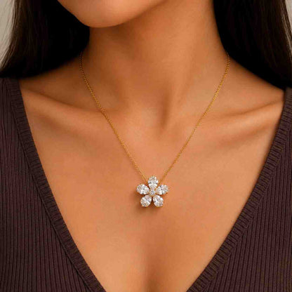 Solid Gold Jewelry, Flower Pendant, Perfect gift for her