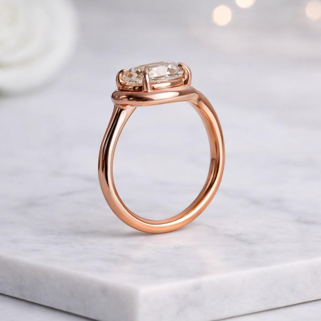 Solid Gold Marquise Stacking Ring Unique Marquise Ring Full Eternity Marquise Wedding Band Real Lab Grown Diamond Wedding Band Stacking Ring
