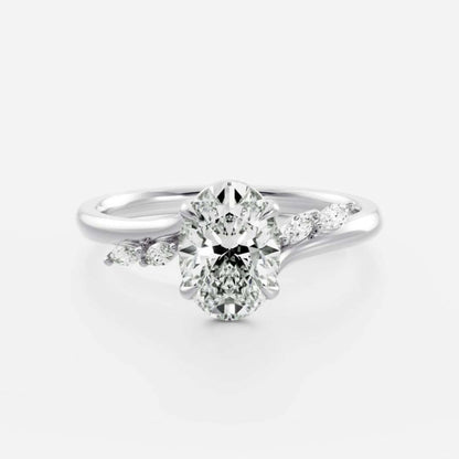 Solid Gold Minimalist Oval Solitaire Ring For Women
