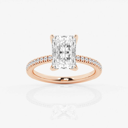 Solid Gold Radiant Cut Moissanite Engagement Ring