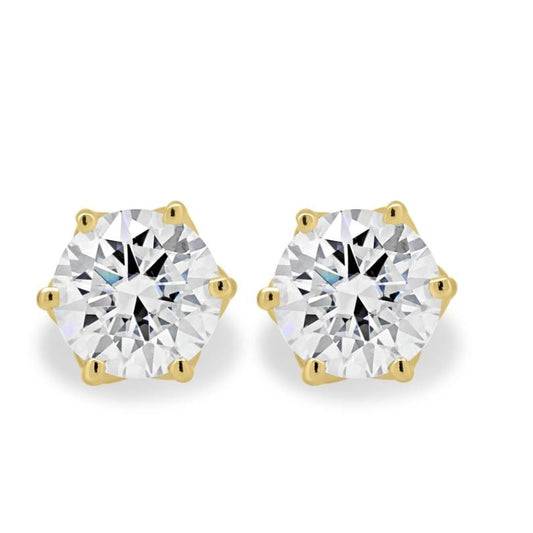 Solid Gold Round Cut Lab Grown Diamond Earring
