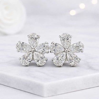 Solid Gold Studs Flower Earrings