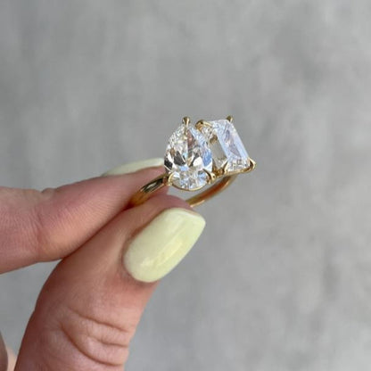 Solid White Rose Yellow Gold Ring