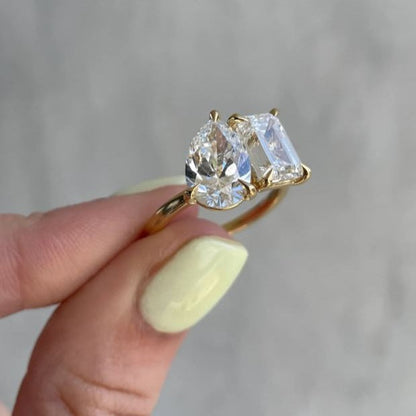 Solid White Rose Yellow Gold Ring
