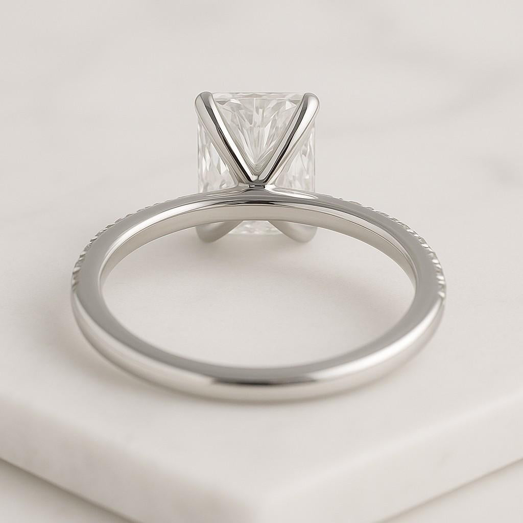 Solitaire Accents Stone Proposal Ring 14K Gold Radiant Cut Lab Grown Diamond Solitaire Ring