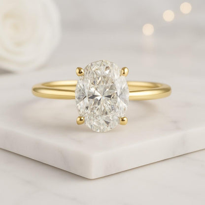 Solitaire Engagement Ring travel ring Two Tone Yellow Gold vermeil and White Gold Silver Ring