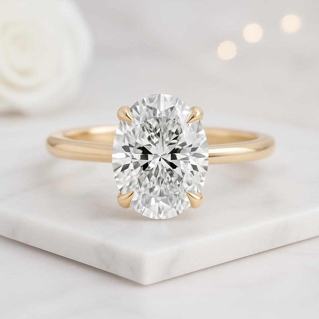 Solitaire Engagement Ring travel ring Two Tone Yellow Gold vermeil and White Gold Silver Ring Simulated Diamond