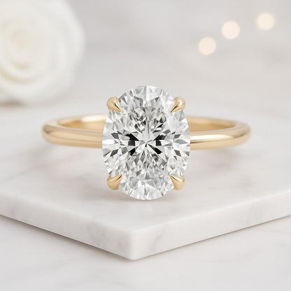 Solitaire Engagement Ring travel ring Two Tone Yellow Gold vermeil and White Gold Silver Ring Simulated Diamond