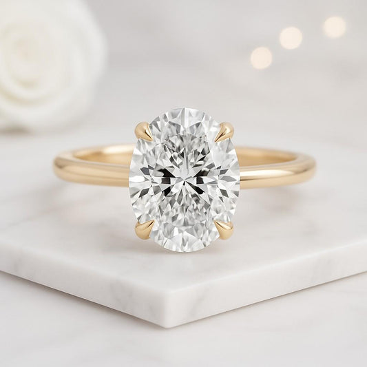 Solitaire Engagement Ring travel ring Two Tone Yellow Gold vermeil and White Gold Silver Ring Simulated Diamond