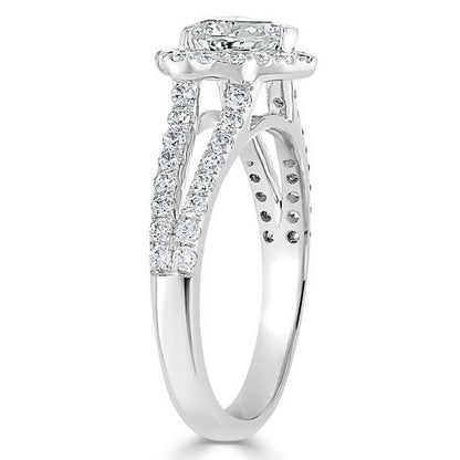 Split Shank Round Cut Pave Set Engagement Ring
