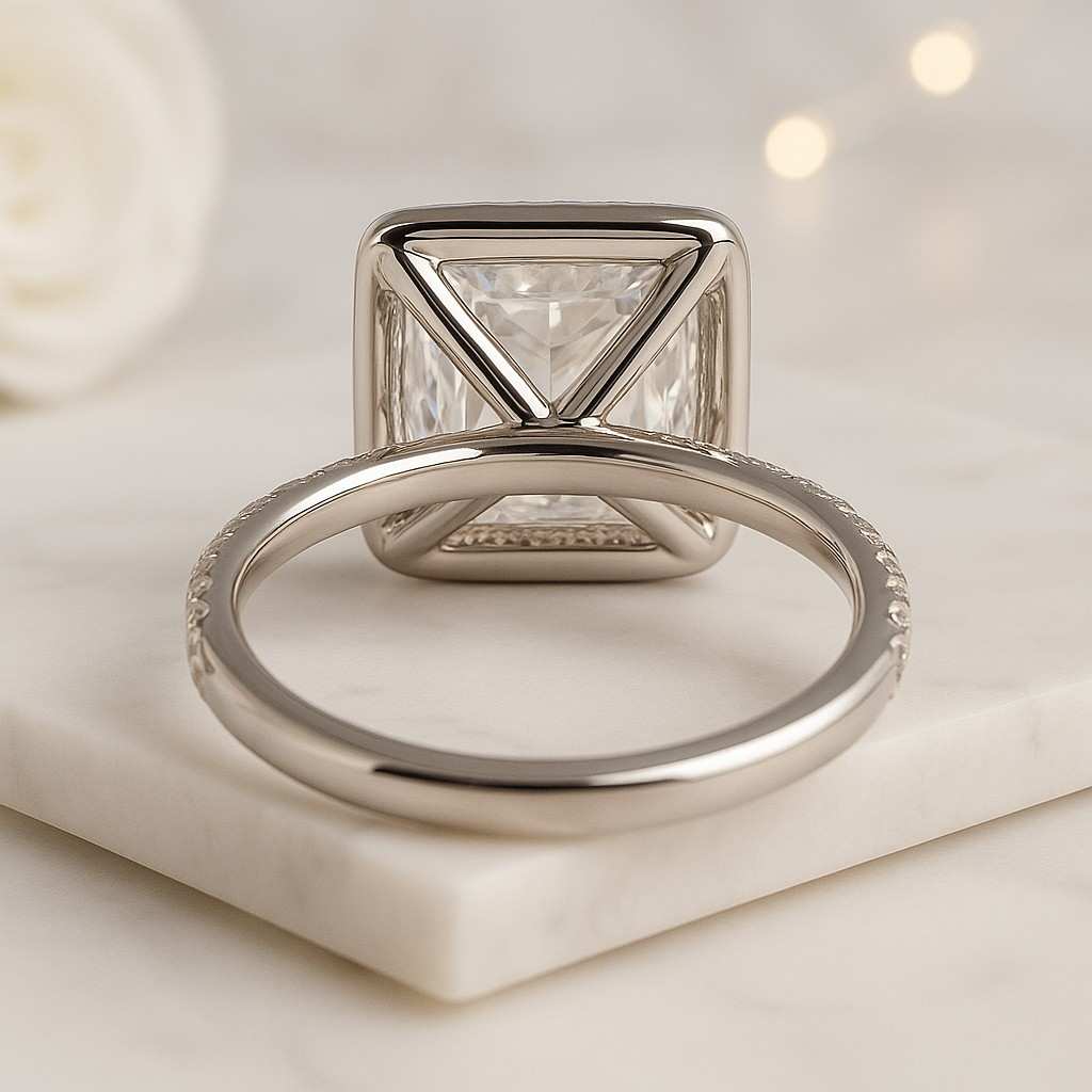 Square Diamond Ring for Anniversary Gifts Pave Ring