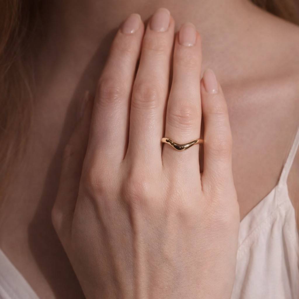 stacking matching band 14k gold curved ring

