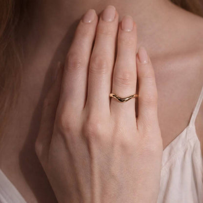 Stacking Matching Band 14K Gold Curved Ring

