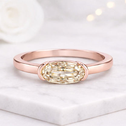 step cut oval oval ring bezel ring solitaire ring slim band ring pink gold ring stacking ring dainty ring simple ring modern ring elegant ring women ring everyday ring