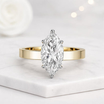  Thick Band Engagement Ring in 14k Yellow Gold 