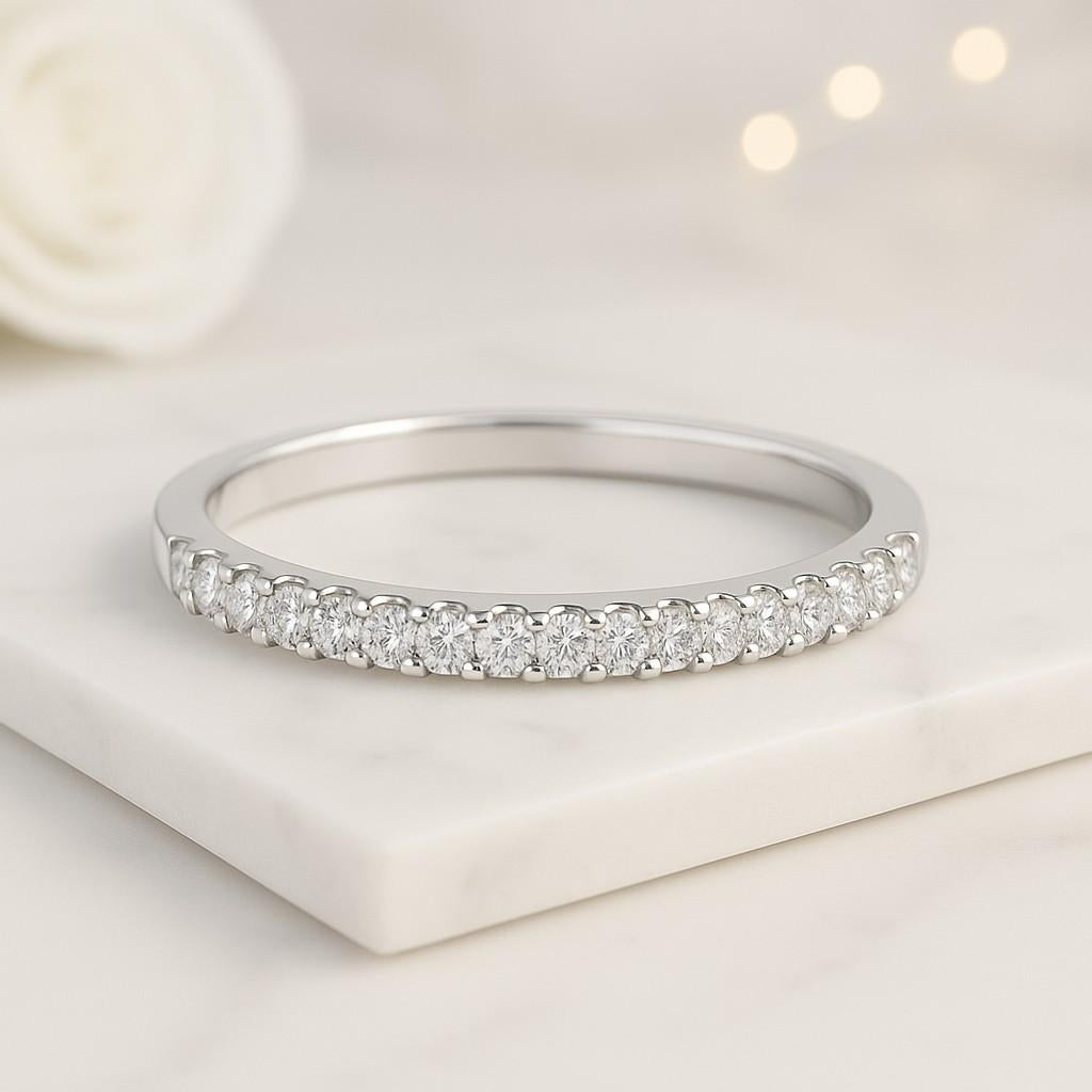 Diamond Thin Ball Stacking Ring Minimalist Wedding Rings for Women Tiny Diamond Eternity Ring Lab Grown Diamond Ring Enhancer Gift for Her