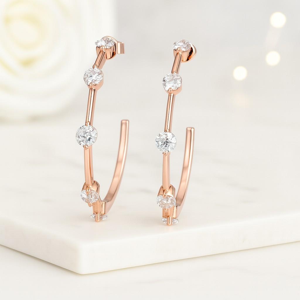 Thin Diamond Hoop Earrings Outer Diameter Inside Out Natural White Diamond Hoops Subtle Elegance Night Out Jewelry Kylee