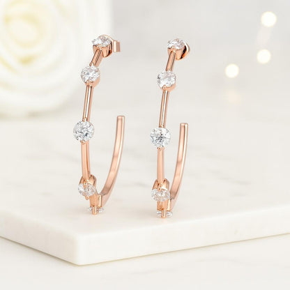 Thin Diamond Hoop Earrings Outer Diameter Inside Out Natural White Diamond Hoops Subtle Elegance Night Out Jewelry Kylee