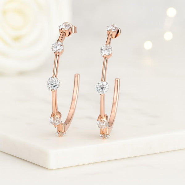 Thin Diamond Hoop Earrings Outer Diameter Inside Out Natural White Diamond Hoops Subtle Elegance Night Out Jewelry Kylee