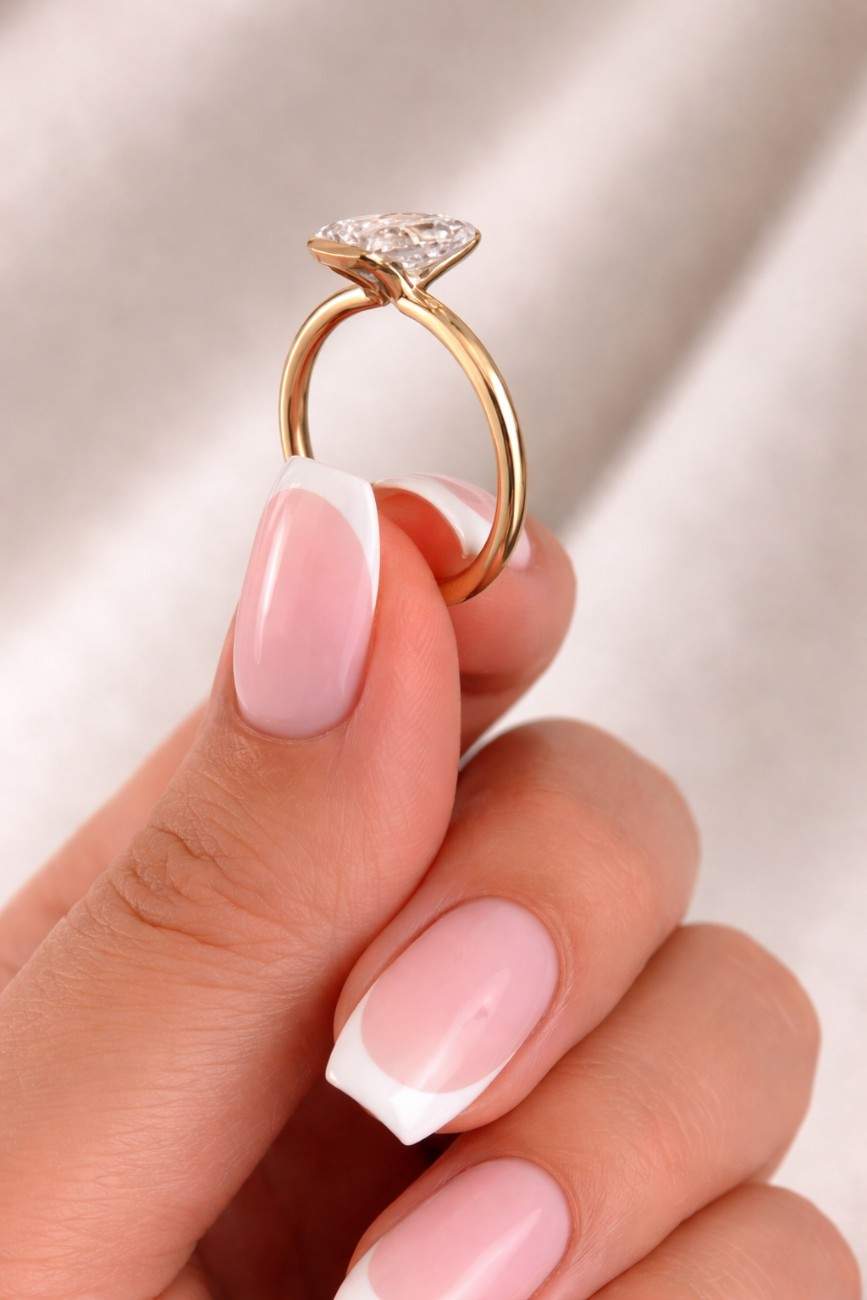 Thin Half Bezel Solitaire Ring
