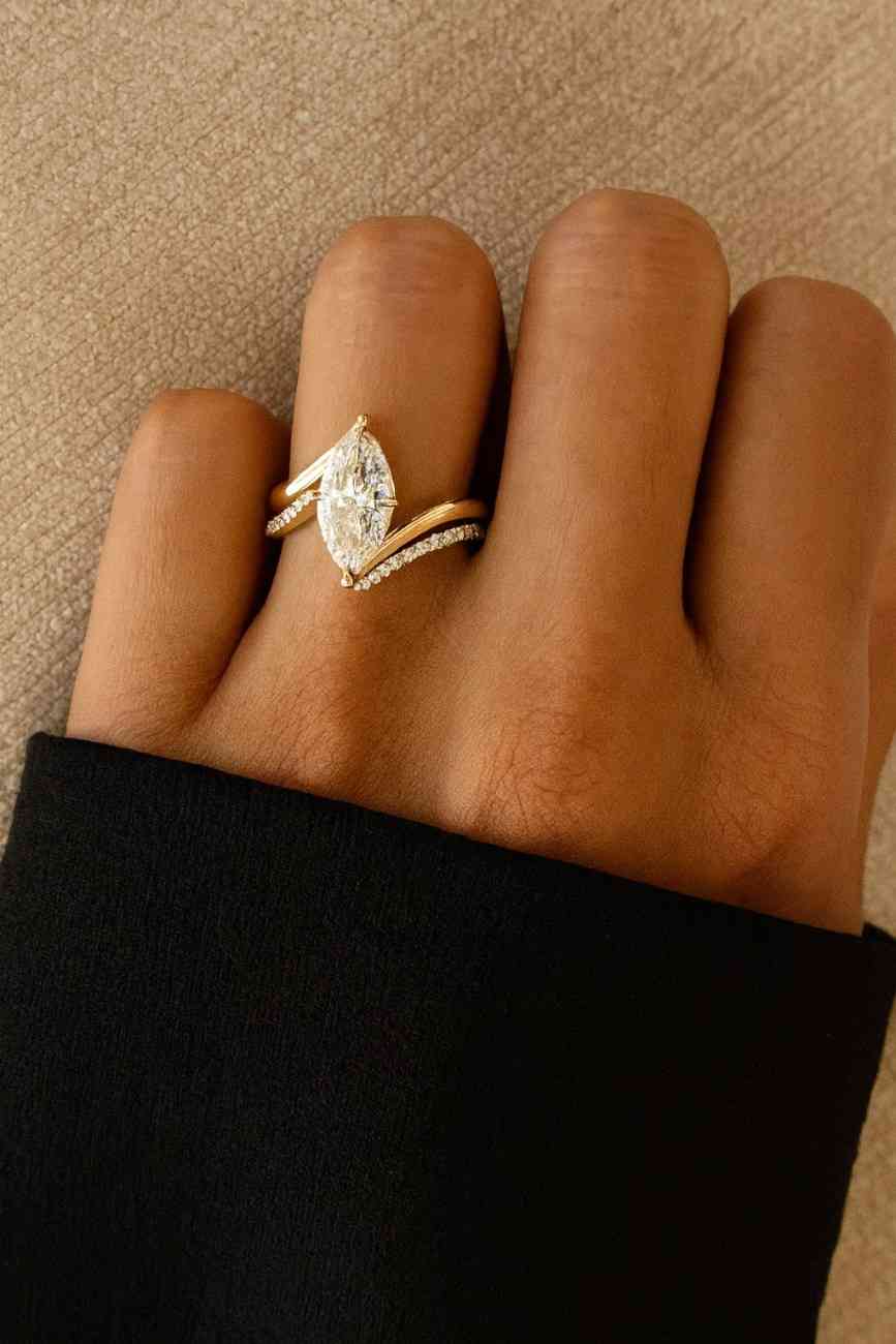 Thin Open Gap Stacking Ring Minimalist Custom Open Gap Band Real Lab Diamond Open Cuff Wedding Ring