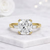 Three Stone Engagement Ring Cushion Cut Diamond with Side Tapered Baguettes