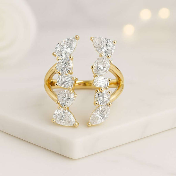 Three Stone Engagement Ring Round Cut Moissanite Ring Past Present Future Mini Moissanite Gold Rings 3 Stone Rose Gold Ring 3-Round Cut Ring

