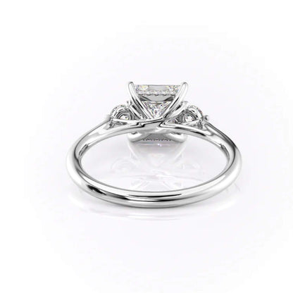 Three Stone Wedding Ring, Anniversary Gift Ring, 14K White Gold Princess Cut Ring