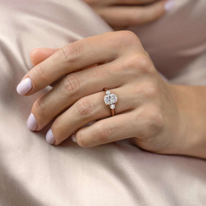 Three Stones Wedding Ring With Trapezoid, Valentine's Day  Anniversary Christmas Gift for Her