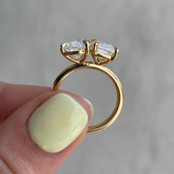 Toi Et Moi Pear And Emerald Cut Diamond Ring