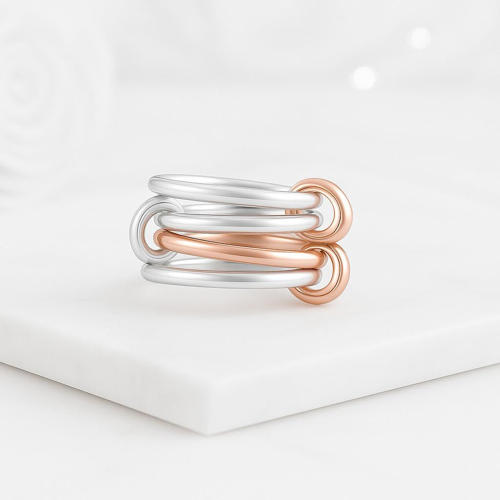 Two Tone Gold Interlocking Ring 