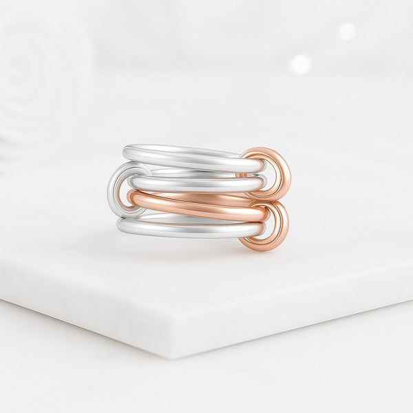 Two Tone Gold Interlocking Ring 